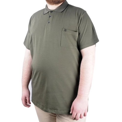 B�y�k Beden T shirt Polo Likral� S�prem Cepli 21558 Haki