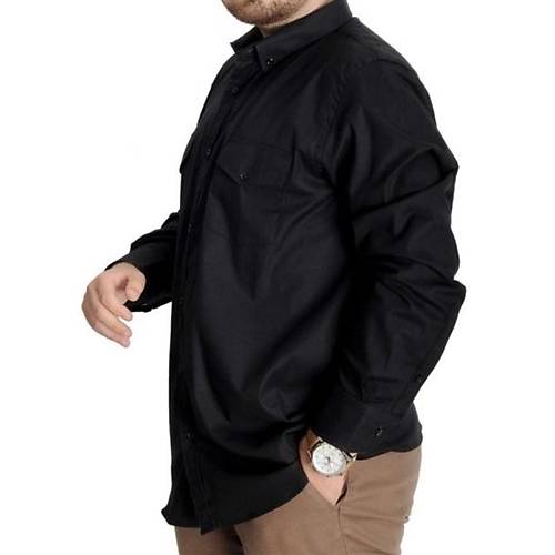 Erkek G�mlek UKol Gabardin �ift Cep 20360 Siyah