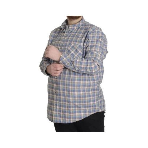 B�y�k Beden Erkek G�mlek Ekose Uzun Kollu 23300 Mor