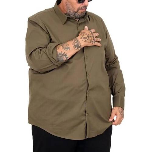 B�y�k Beden Erkek Klasik G�mlek Likral� 20351 Haki