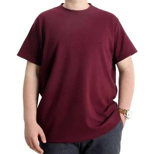 B�y�k Beden Erkek T-shirt Bisiklet Yaka WAFFLE 20033 Bordo