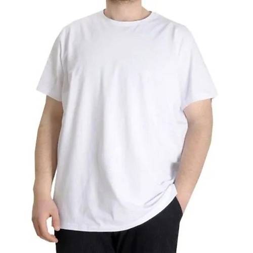 B�y�k Beden Likral� T-shirt Bisiklet Yaka 20149 Beyaz