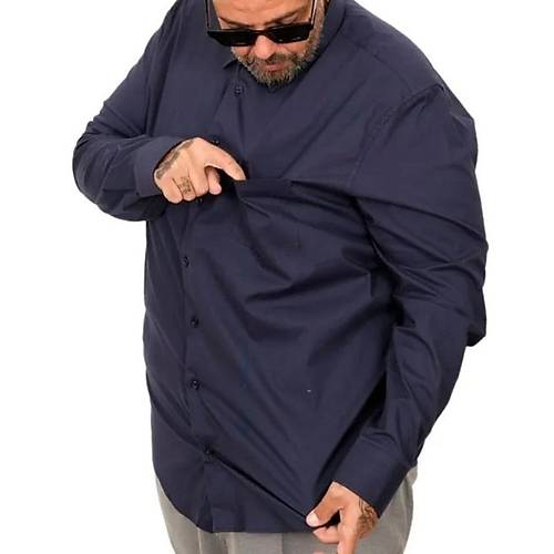 B�y�k Beden Erkek Klasik Cepli G�mlek Likral� 20350 Lacivert