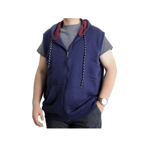 Erkek B�y�k Beden Yelek Kanguru Cep Fermuarl� 23620 �ndigo