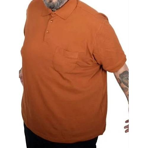 B�y�k Beden Erkek T-Shirt Polo Yaka Cepli Klasik Pike 20552 Tar��n