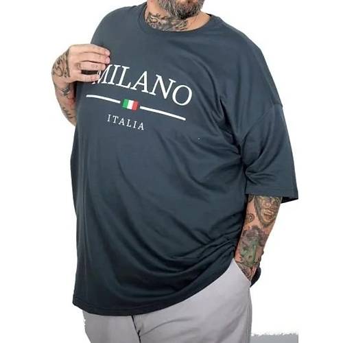 B�y�k Beden Unisex Bisiklet Yaka Tshirt Milano 26201 PETROL YE��L�