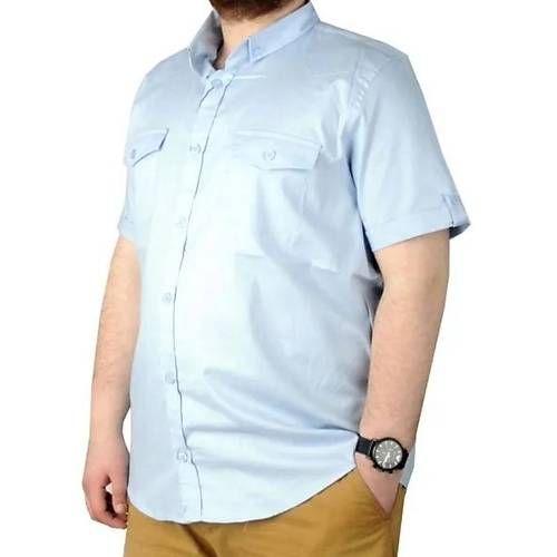 B�y�k Beden G�mlek KKol �ift Cep Kapakl� 20361 Mavi