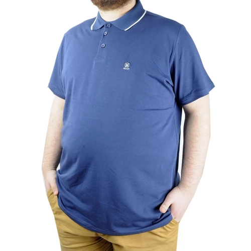 B�y�k Beden T Shirt Polo Likral� S�prem Nak�� 21554 Indigo