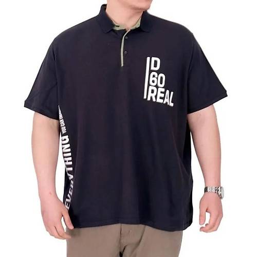 B�y�k Beden Erkek T-Shirt Polo Yaka REAL 25309 Lacivert