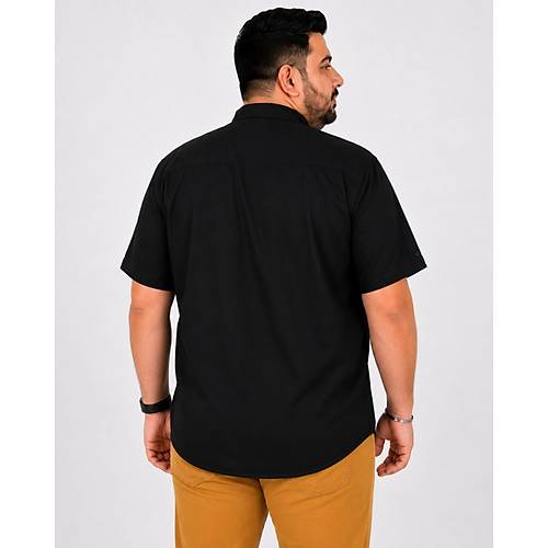 Buyuk Beden Erkek K�sa Kol Hakim Yaka 20387 Siyah