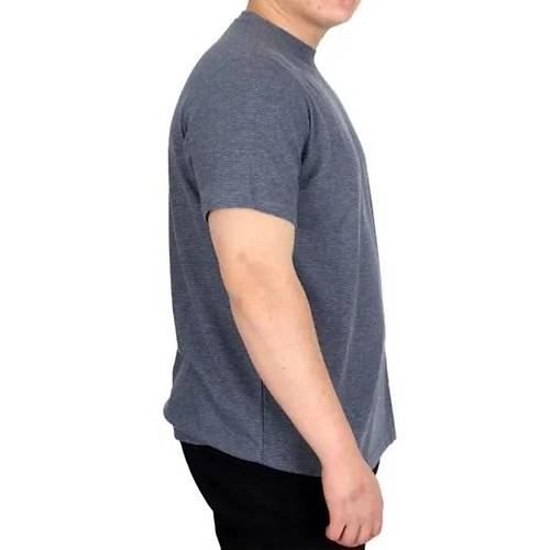 B�y�k Beden Erkek T-shirt Bisiklet Yaka WAFFLE 20033 K.Mavi