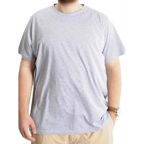 B�y�k Beden Erkek T-Shirt Basic 20031 Gri Melanj