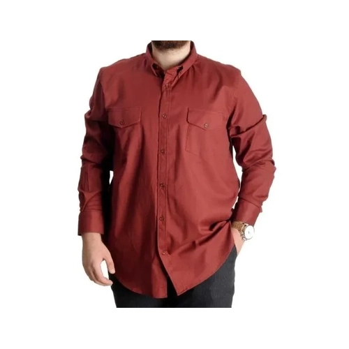 B�y�k Beden G�mlek Gabardin �ift Cep Kapakl� 20360 Bordo