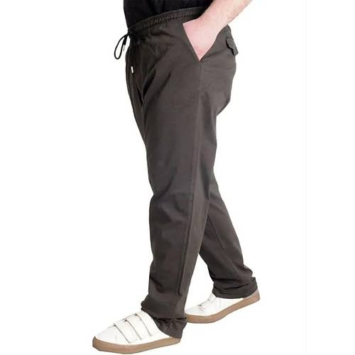 B�y�k Beden Pantolon Keten Jogger Milano 21913 Haki