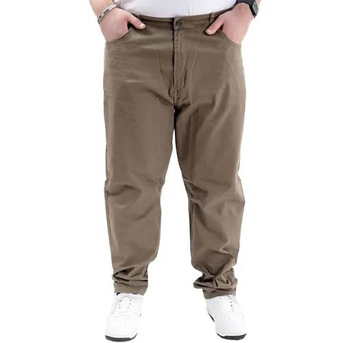 B�y�k Beden Pantolon Keten 5Cep Milano Classic 20902 Toprak