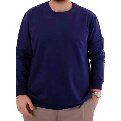 B�y�k Beden Erkek Sweat B�s Yaka U24174 �ndigo