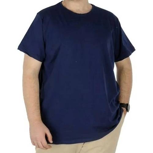 B�y�k Beden Likral� T-shirt Bisiklet Yaka 20149 �ndigo