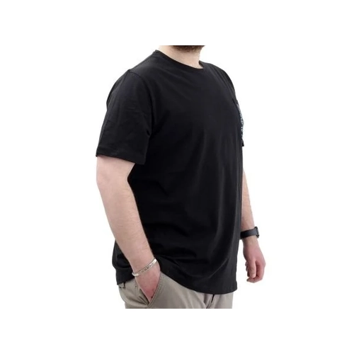B�y�k Beden Erkek Ti��rt Bisiklet Yaka Bask�l� Cep Detayl� T-Shirt REFUEL 24053 Siyah