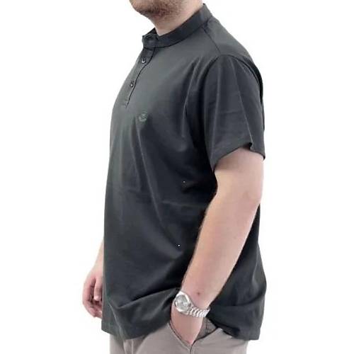 B�y�k Beden Erkek Ti��rt D��meli Hakim Yaka T-Shirt 24339 Haki