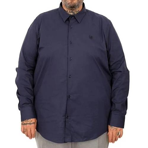 B�y�k Beden Erkek Klasik G�mlek Likral� 20351 Lacivert