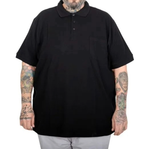 B�y�k Beden Erkek T-Shirt Polo Yaka Cepli Klasik 20550 Siyah