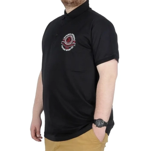 B�y�k Beden T-Shirt Polo Los Angeles 22347 Siyah