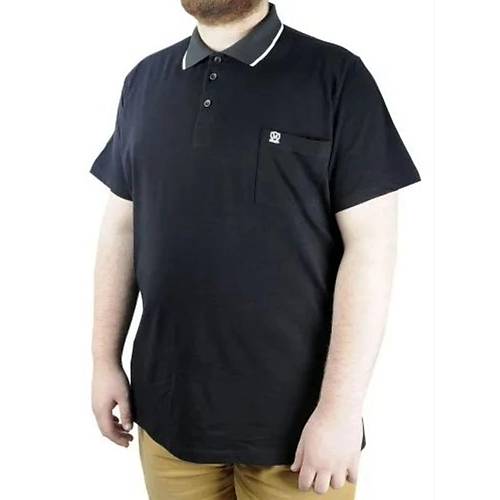 B�y�k Beden T Shirt Polo Likral� S�prem Cepli 21558 Siyah