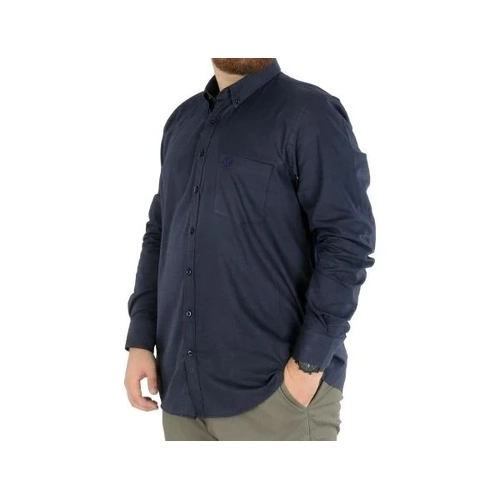 B�y�k Beden Erkek Keten Cepli G�mlek 20386 Lacivert