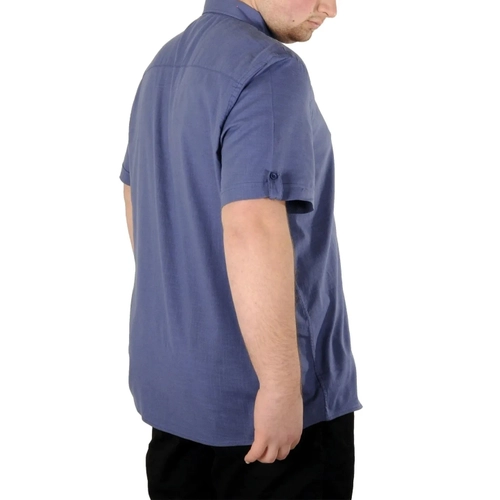 B�y�k Beden Erkek Keten Likral� G�mlek 20393 �ndigo