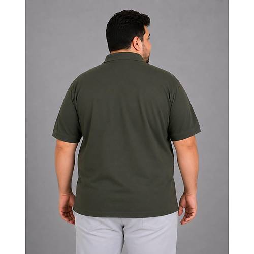 Battal Beden Erkek Tshirt Polo Yaka Cepli Klasik Pike 20552 Nefti