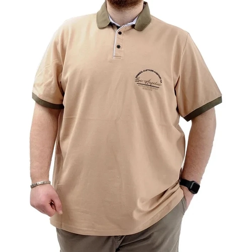 B�y�k Beden Erkek Ti��rt Polo Yaka Nak��l� LOS ANGELES U24331 Bej