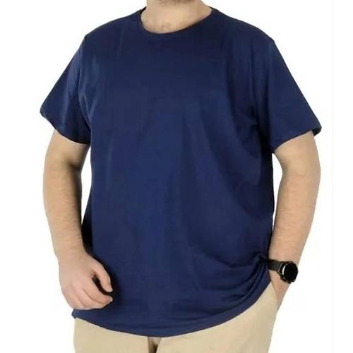 B�y�k Beden Likral� T-shirt Bisiklet Yaka 20149 �ndigo