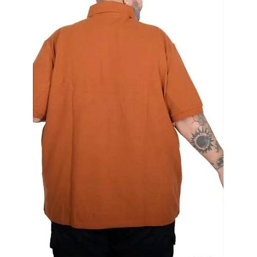 B�y�k Beden Erkek T-Shirt Polo Yaka Cepli Klasik Pike 20552 Tar��n