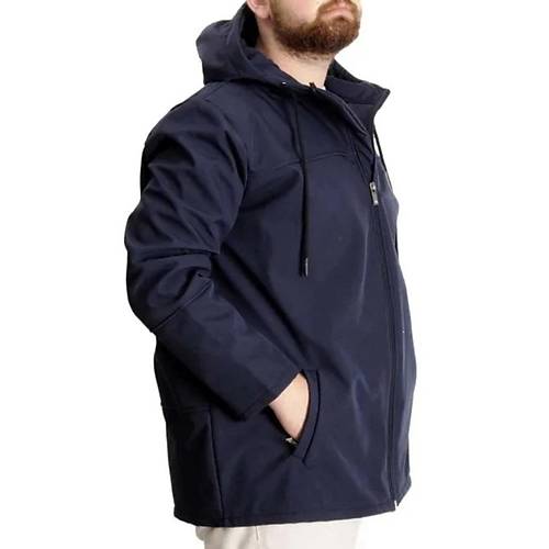 B�y�k Beden Erkek Kap��onlu Mont Waterproof Softshell 21235 Lacivert