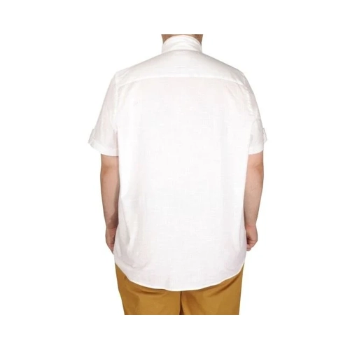 B�y�k Beden Keten Likral� G�mlek Cepli 20389 Beyaz