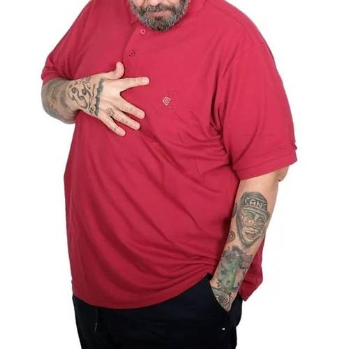 Battal Beden Erkek Tshirt Polo Yaka Nak��l� Klasik Pike 20553 Bordo