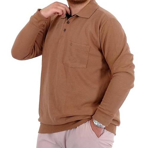 B�y�k Beden Erkek Sweat Polo Selanik Basic 20441 S�tl� Kahve