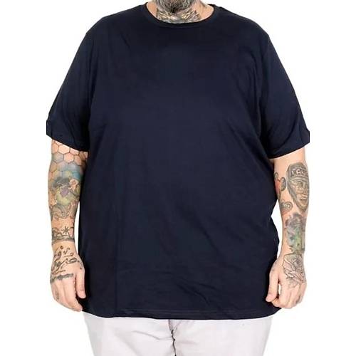 B�y�k Beden Erkek T-shirt Basic 20031 Lacivert