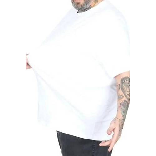 B�y�k Beden Erkek T-shirt Basic 20031 Beyaz
