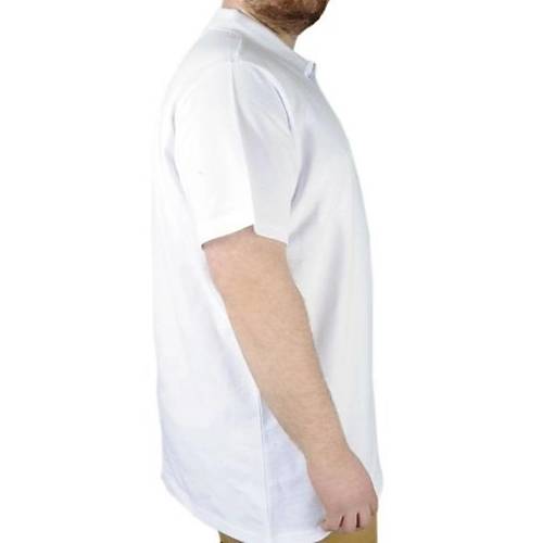 B�y�k Beden Erkek T-Shirt Polo Yaka Cepli Klasik 20550 Beyaz