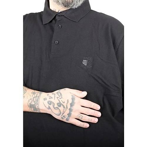 Battal Beden Erkek Tshirt Polo Yaka Nak��l� Klasik Pike 20553 Siyah