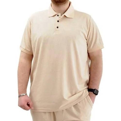 B�y�k Beden Erkek Ti��rt Polo Yaka JAKAR 24337 Bej