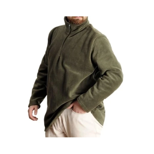 Erkek Sweat Polo Yaka Yar�m Fermuarl� Polar 22548 Haki