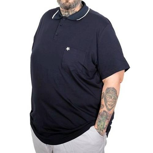 B�y�k Beden T shirt Polo Likral� S�prem Cepli 21558 Lacivert