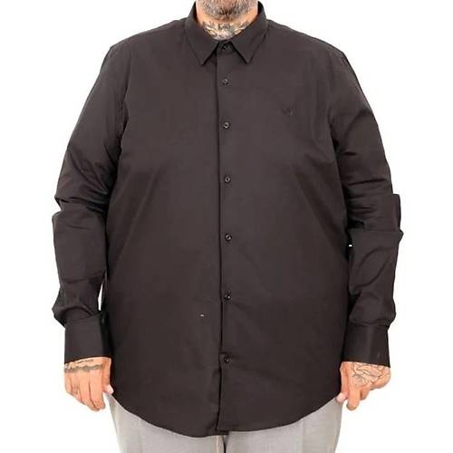 B�y�k Beden Erkek Klasik G�mlek Likral� 20351 siyah