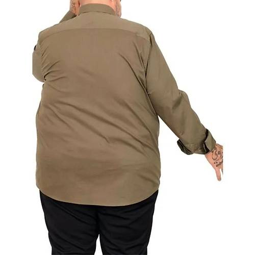 B�y�k Beden G�mlek Ukol Cep Lycra Poplin 20350 Haki