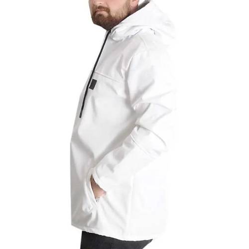B�y�k Beden Erkek Kap��onlu Mont Waterproof Softshell 21235 Beyaz