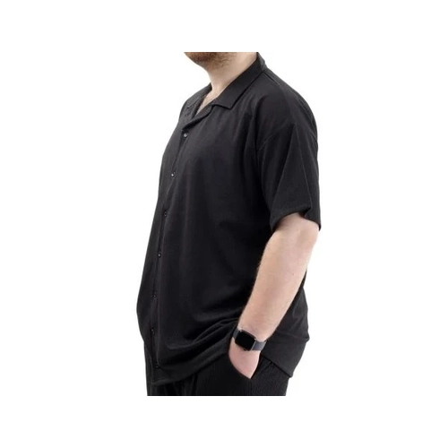 B�y�k Beden Erkek G�mlek Apas Yaka JAKAR U24380 Siyah