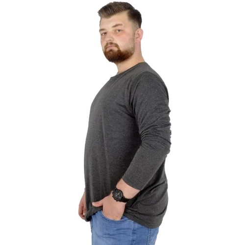 B�y�k Beden Erkek Tshirt Likral� Bisiklet Yaka 20102 Antramelanj