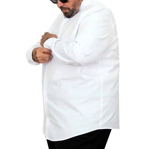 B�y�k Beden Erkek Klasik G�mlek Likral� 20351 Beyaz